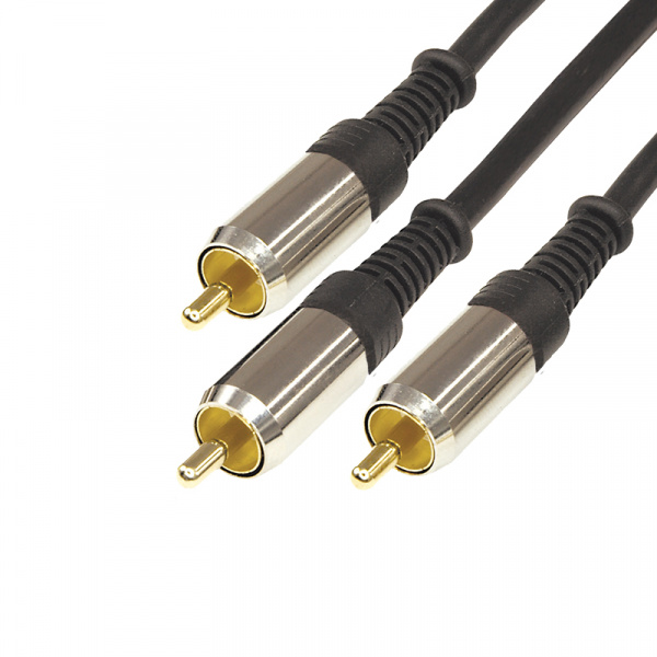 Шнур 3 RCA - 3 RCA, длина 1,5 метра, черный (GOLD) REXANT
