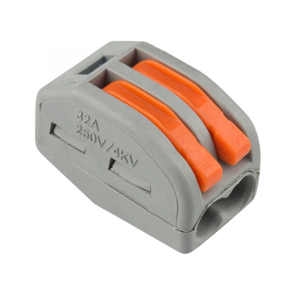 Универсальная клемма СМК 222-412, 2-проводная серая 0.08-2.5/4 мм², упаковка 50 шт. REXANT