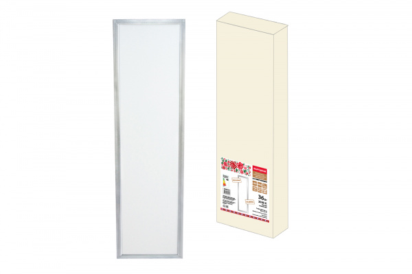 Ультратонкая светодиодная панель серии СВО 295 х1195, 36Вт, 3000К,  хром, Народная (без драйвера)