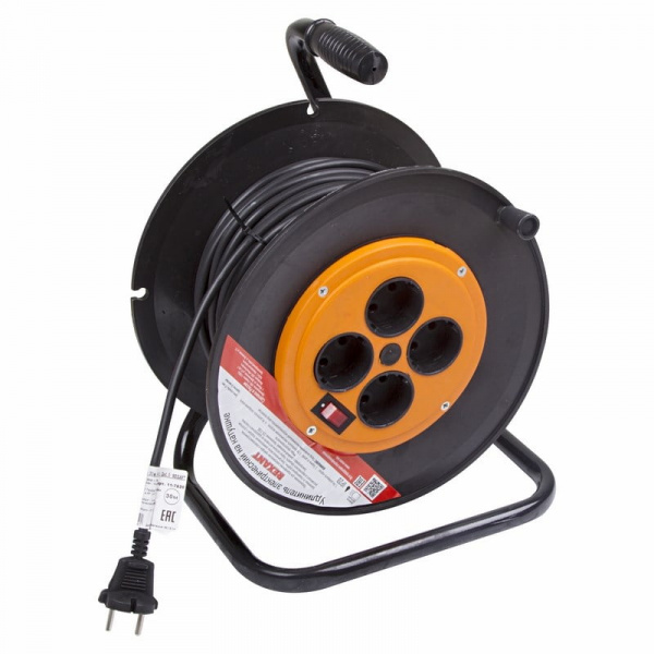 Удлинитель на катушке  30 м (4 розетка) 2х1.0 мм² с вкл. REXANT (Сделано в России)