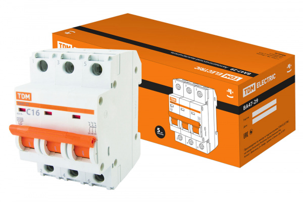 Авт. выкл.ВА47-29 3P 16А 4,5кА х-ка С TDM