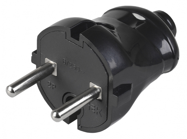 ВПп20-02-Ст Вилка разб. прямая без з/к 6А черная IEK