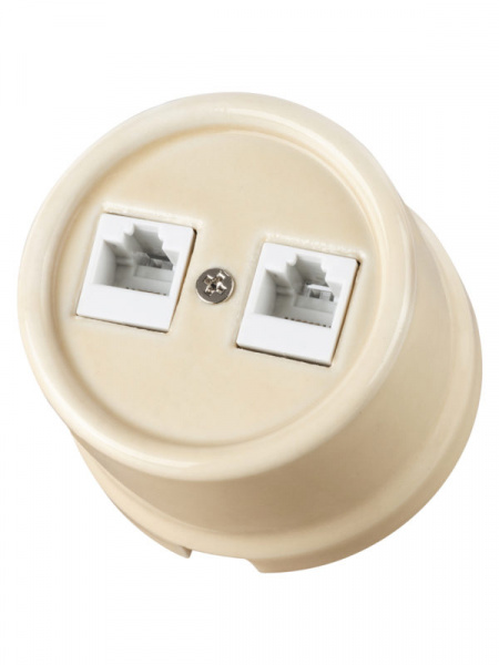 Розетка двойная телефонная RJ11 сл. кость «Болонь» TDM