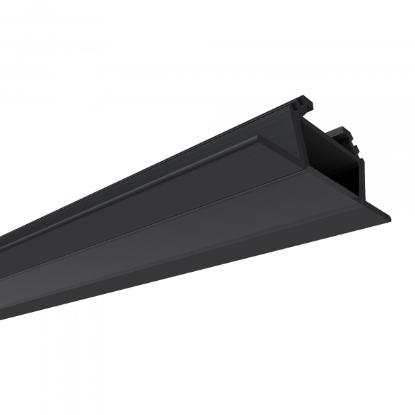 08-07-Ч Профиль алюминиевый для светодиодной ленты, анод., угловой, накладной, черный, 28,5х10,4мм, 1м, шир. ленты до 10мм, индивидуальная упаковка (рассеиватель черный, заглушки - 2шт.).