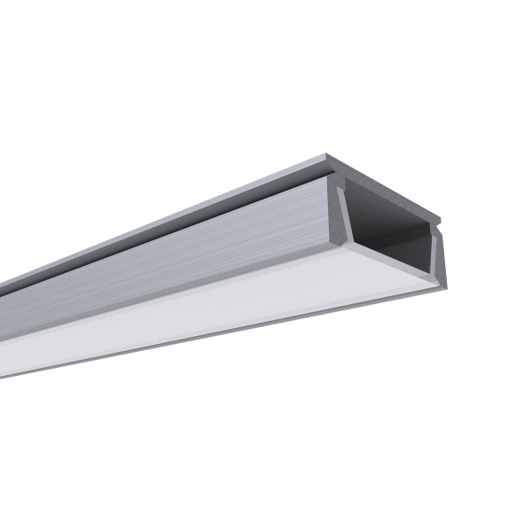 08-01 Профиль алюминиевый для светодиодной ленты, анод., П-образный , накладной, серебро, 15,2х6мм, 2м, шир. ленты до 10мм, индивидуальная упаковка (рассеиватель белый матовый, заглушки - 2шт.).