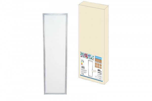 Ультратонкая светодиодная панель серии СВО 295 х1195, 40 Вт, 6000 К, хром, Народная (без драйвера)