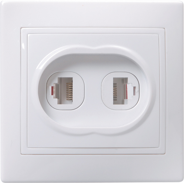 KVARTA Роз. 2-мест. RJ11+RJ45 кат.5е РК/Т12-КБ бел. IEK