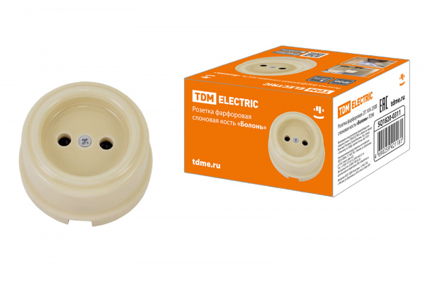 Выключатель скрытой установки фарфоровый поворотный с ручкой (бантик) 10А сл. кость «Болонь» TDM