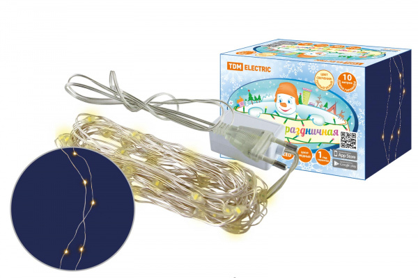Гирлянда светодиодная "Роса100" 100LED, 10м, 3000К, 250 В, TDM