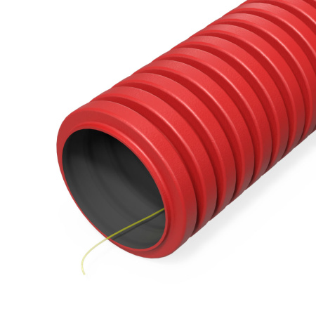 Труба гофрированная двустенная ПНД гибкая тип 450 (SN29) с/з красная d40 мм (20м/уп) Промрукав