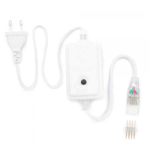 03-52 Шнур питания с однокнопочным контроллером для RGB светодиодной ленты 220В, smd5050, 60д/м, последовательное подключение до 500Вт.