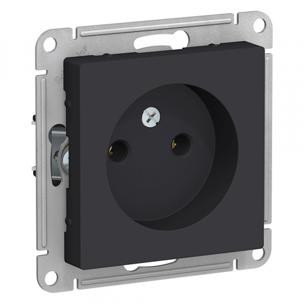 Розетка 1-м AtlasDesign 16А IP20 без заземл. без защ. шторок мех. карбон