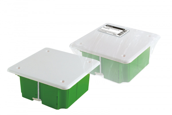 Распаячная коробка СП 92х92х45мм, крышка, метал. лапки, IP20, инд. штрихкод, TDM