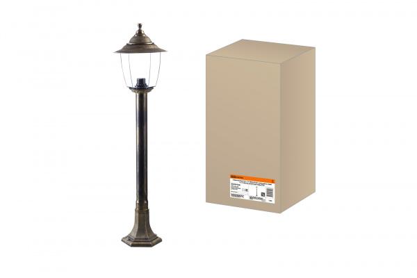 Светильник Прага Эл-11-73-100Б 60 Вт Е27 напольный на стойке h-1.0 м бронза, прозрачный плафон TDM
