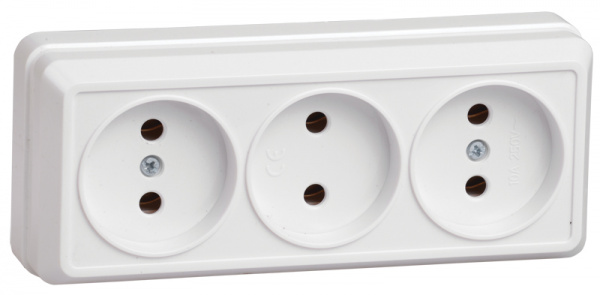 OKTAVA Роз. 3-мест. без з/к о/у 10А РС23-2-ОБ бел. IEK