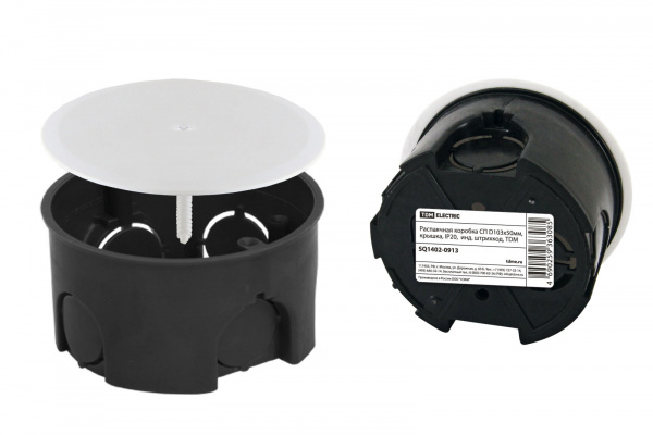 ***Распаячная коробка СП D103х50мм, крышка, IP20, инд. штрихкод, TDM