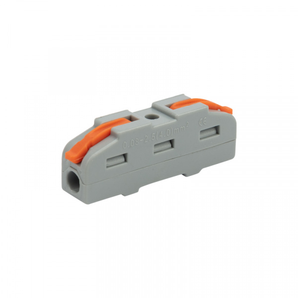 Клемма соединительная многоразовая  проходная 1 полюс, серая (0,08-4 мм²) (50 шт./уп.) REXANT